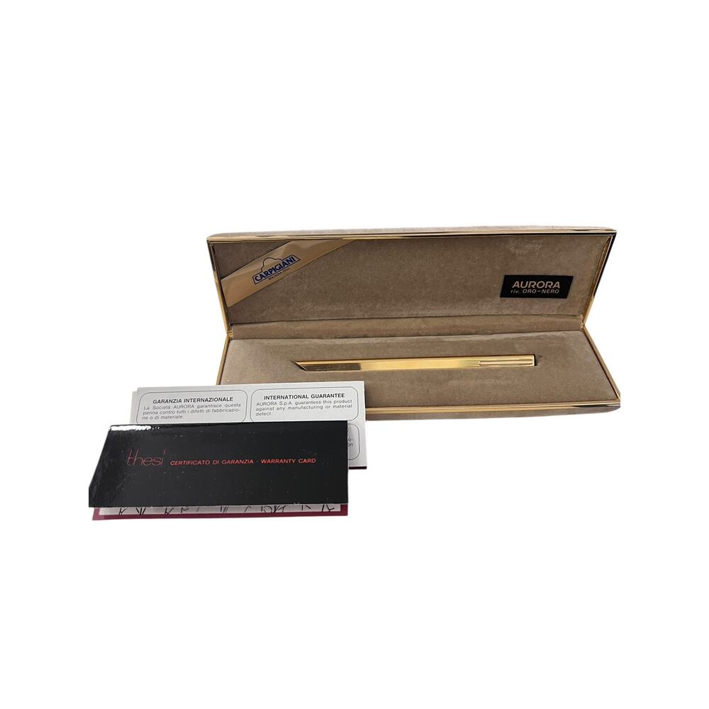 Aurora Thesi Gold Tone Ball Point Pen Vintage Carpogiani Bologna, Italy - Picture 2 of 16